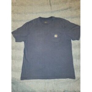 Carhartt Shirt Large Mens Original Fit Blue Short Sleeve Pocket Workwear